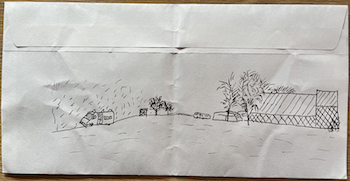 🎨 I drew one campsite on the back of the payment envelope